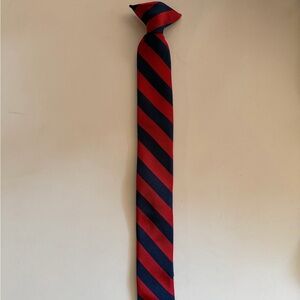 Classic Red and Blue Striped Boys Clip On Tie